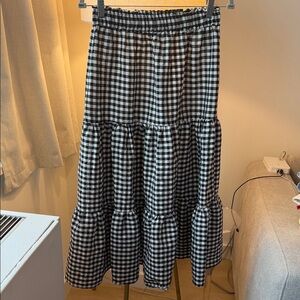 Black and White Gingham Tiered Skirt